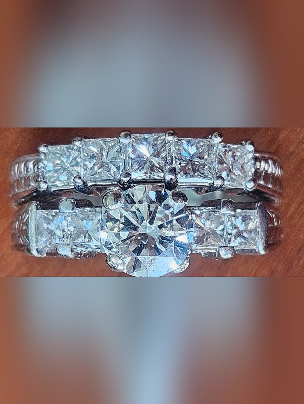 Art Deco 14k White Gold 6.6mm Natural Diamond Enagagement Wedding Ring